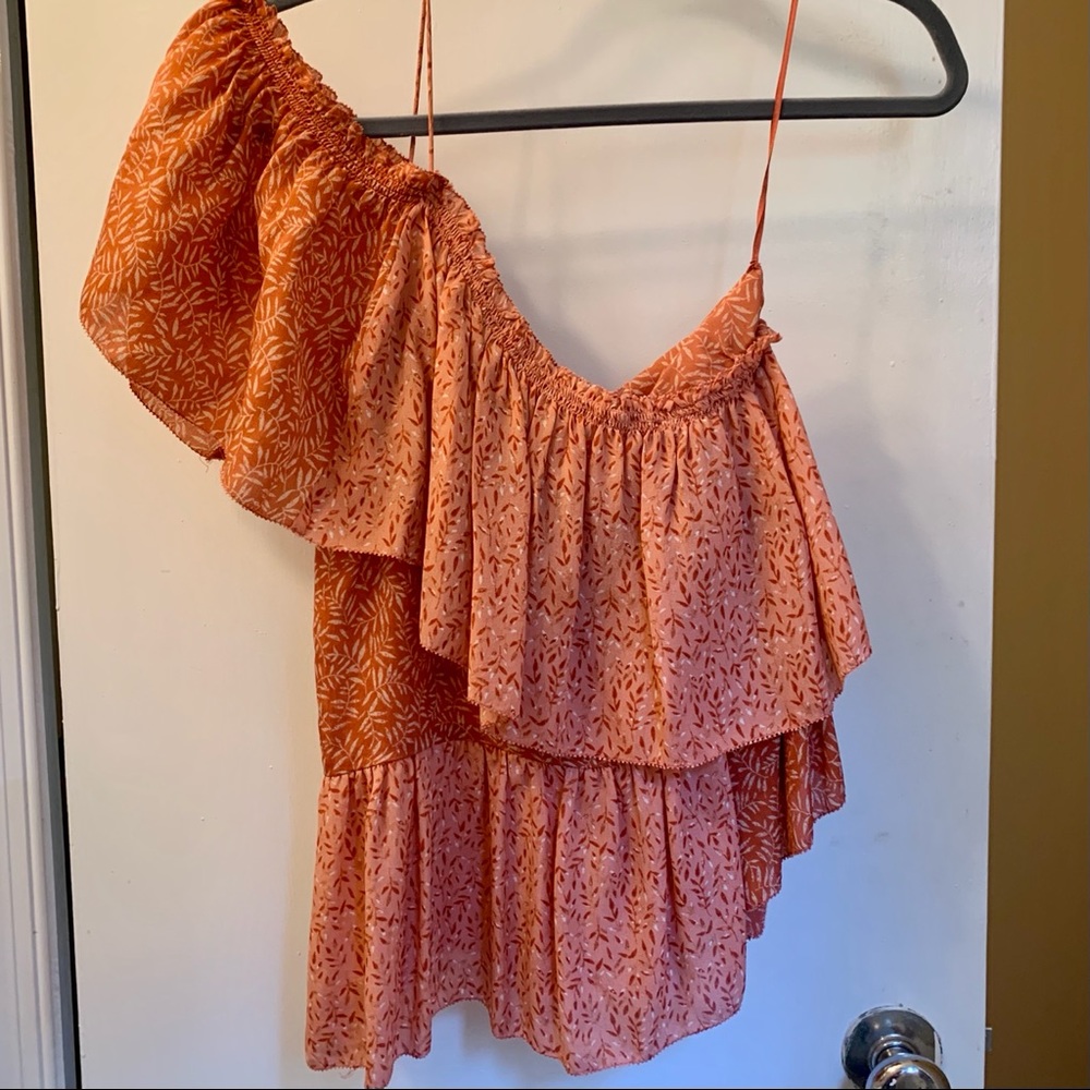 Off the shoulder silk fall joie top